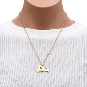 Dominican Republic map pendant 18k gold plated stainless steel necklace